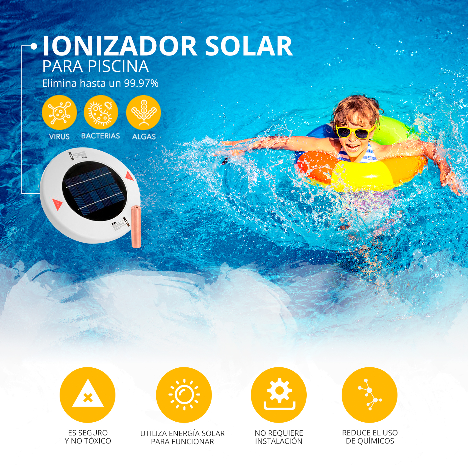 Ionizador solar para piscina